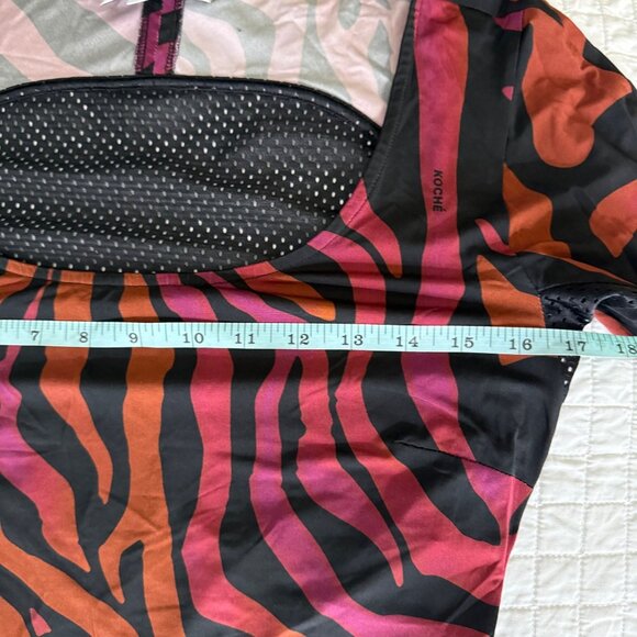 Koché Womens Animal Print Long Sleeve Dress with Mesh Back M - Picture 10 of 15